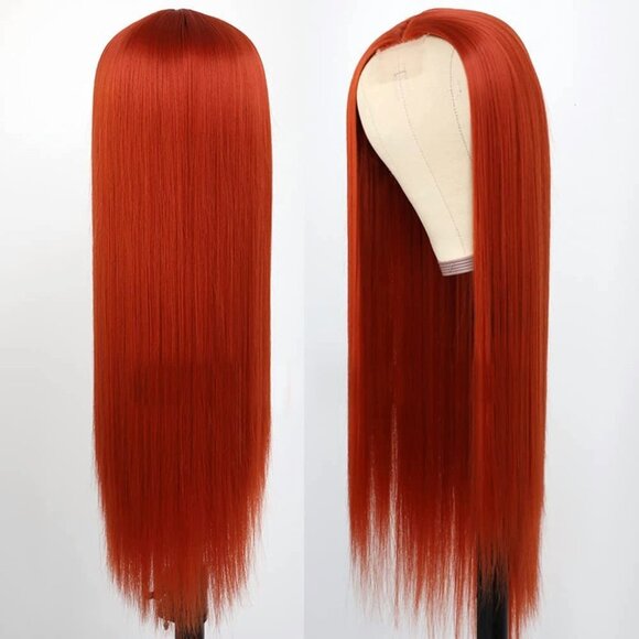 Dark Orange Middle Par Wig - Picture 4 of 4